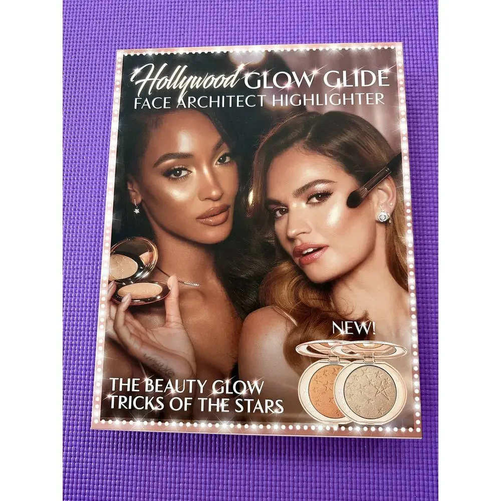 New Charlotte Tilbury Hollywood Glow PR Box 2 highlighters & 2 brushes